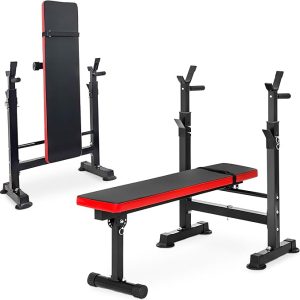 Steel Weight Bench w/ Squat Rack in Multiple Colors
