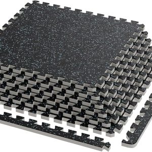0.79" Gym Flooring,6 Pcs 24 Sq Ft Rubber Top Floor Tiles